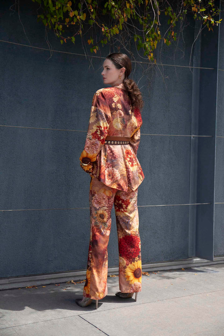 Terese Sydonna Eternal Blossom print drop shoulder tuxedo jacket, back view