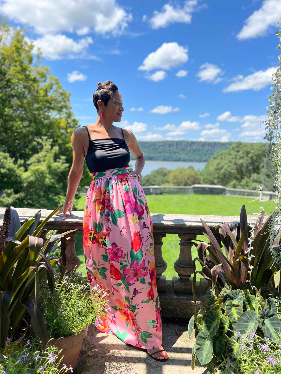MADE TO ORDER: Ackee Print Maxi Full Length Skirt - front view 2