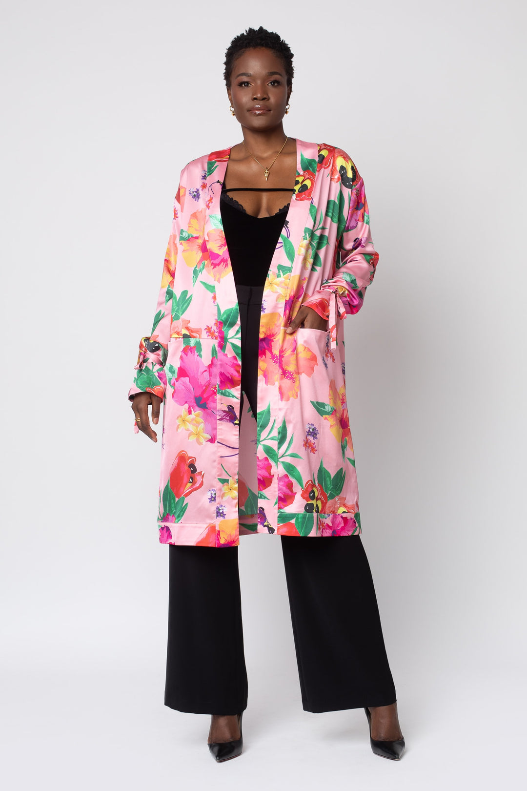 Ackee Print Tie Sleeve Charmeuse Painter&