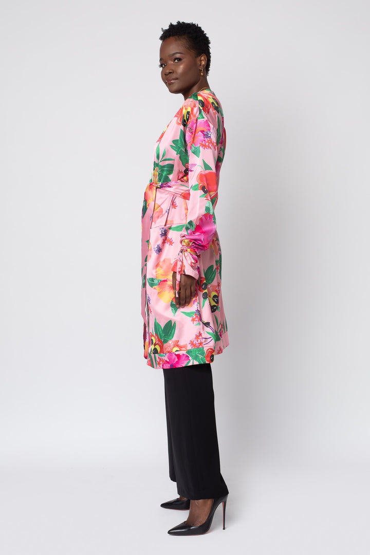 Ackee Print Tie Sleeve Charmeuse Painter&