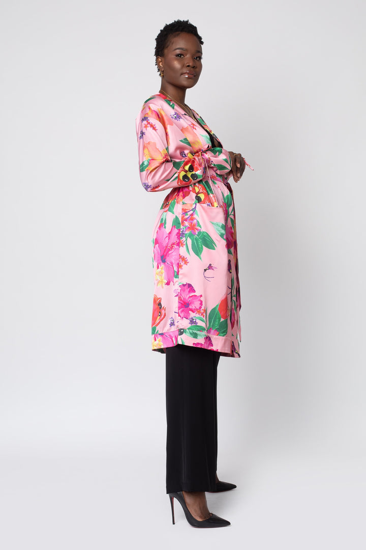 Ackee Print Tie Sleeve Charmeuse Painter&