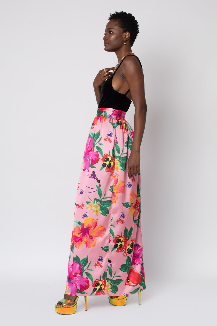 MADE TO ORDER: Ackee Print Maxi Full Length Skirt - left view 