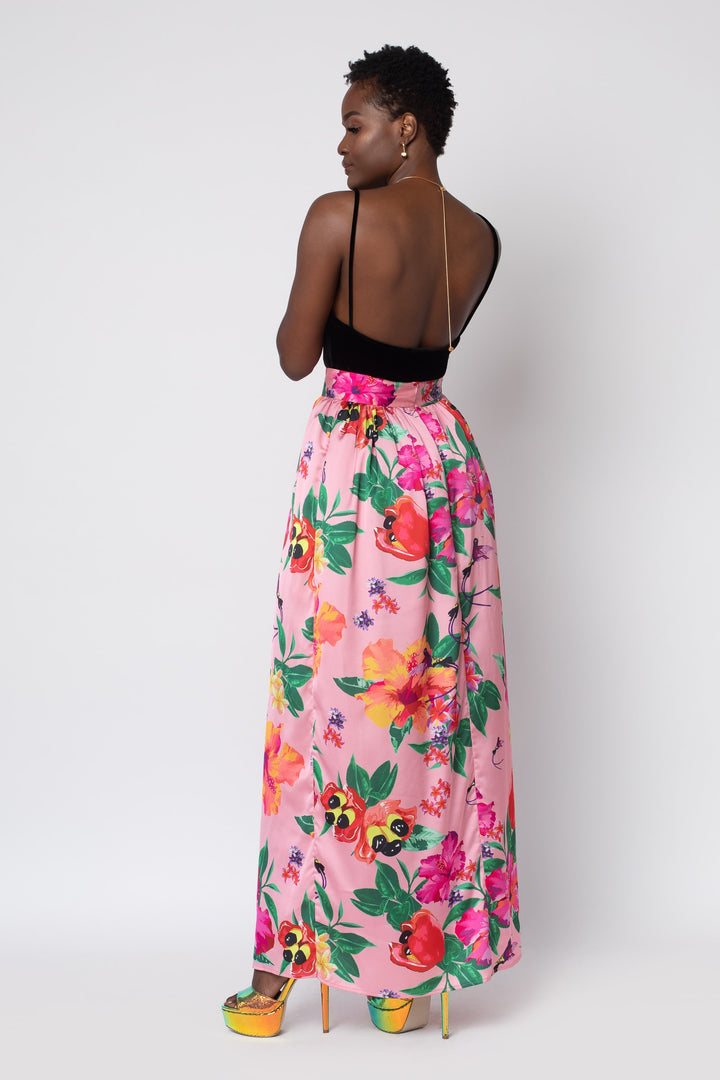 MADE TO ORDER: Ackee Print Maxi Full Length Skirt - back view 