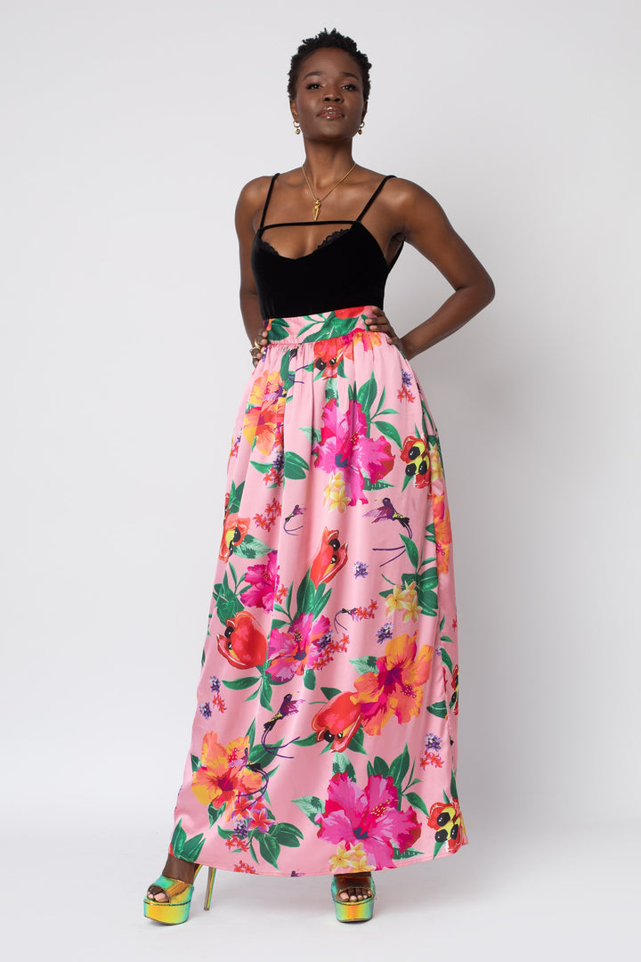 MADE TO ORDER: Ackee Print Maxi Full Length Skirt - front view 4
