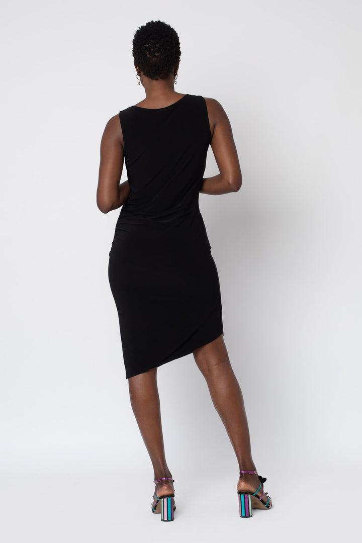 Asymmetrical Drape Front Dress - back view 