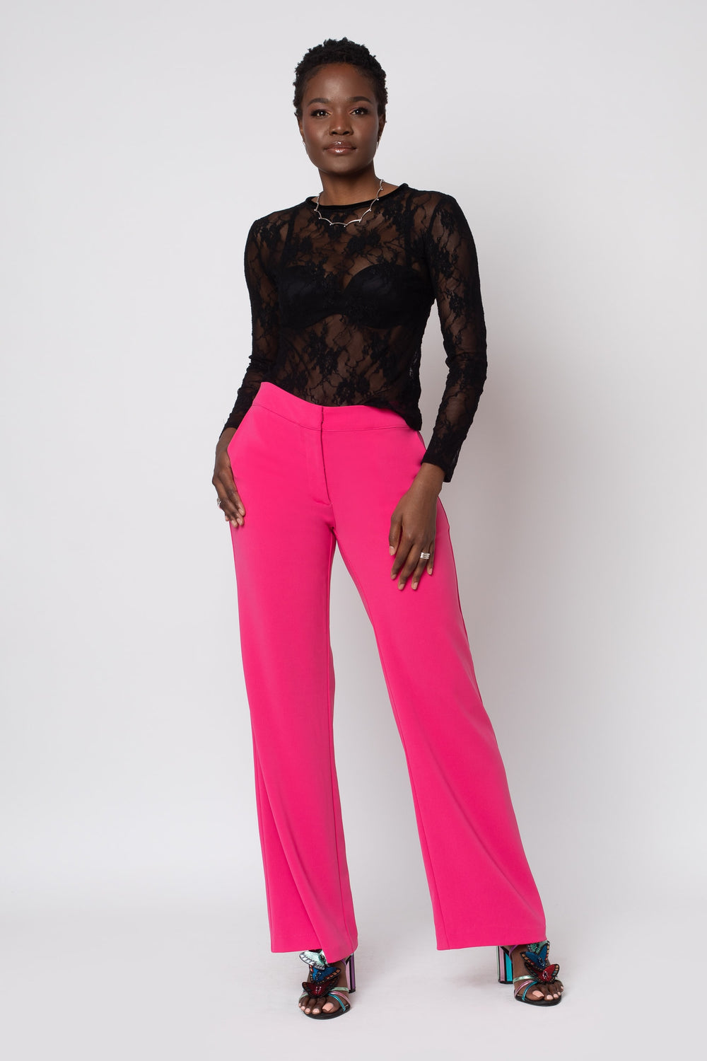 Raspberry Wide Leg Pant - front view 1