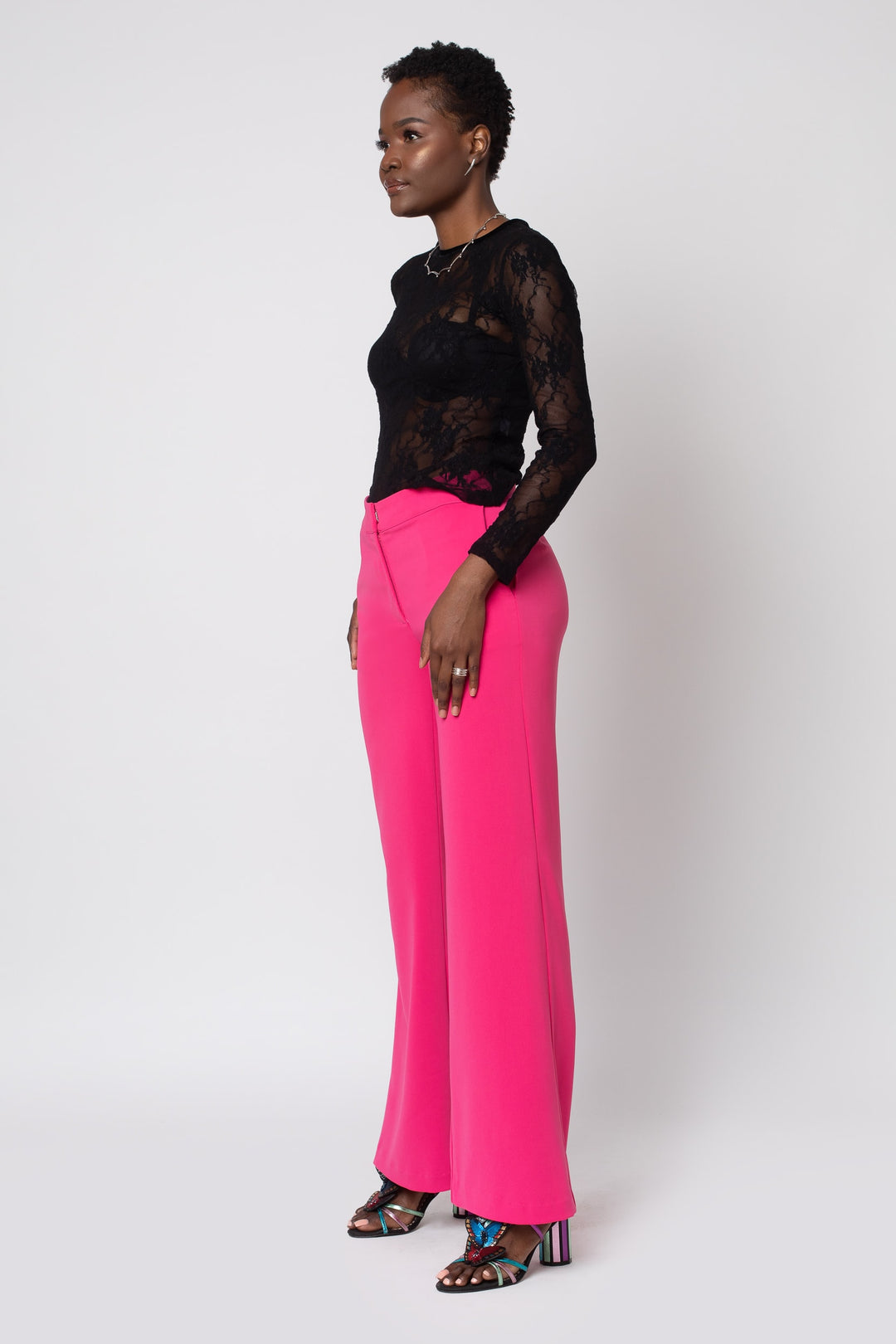 Raspberry Wide Leg Pant - left view 
