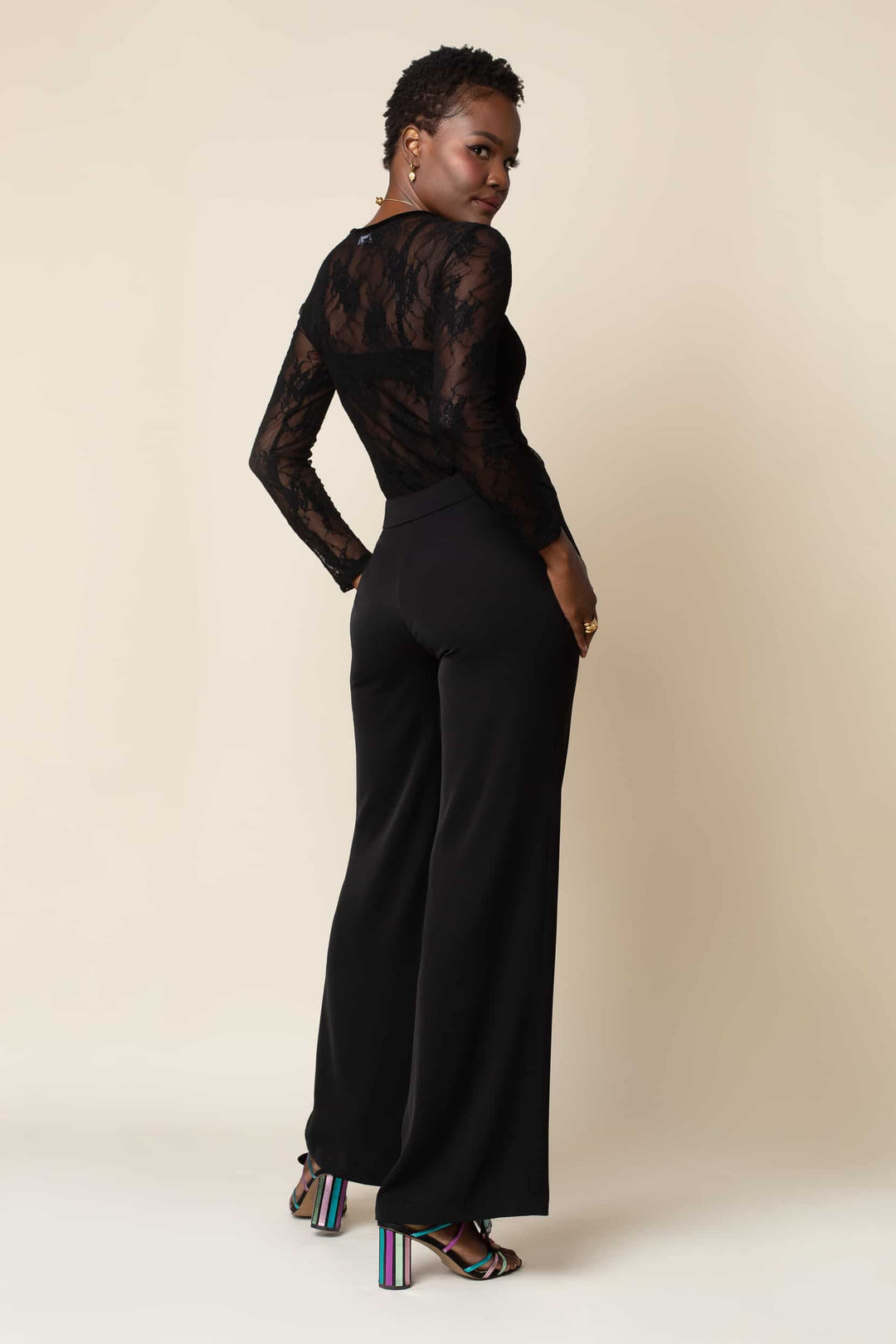 Black Wide Leg Pant - back view
