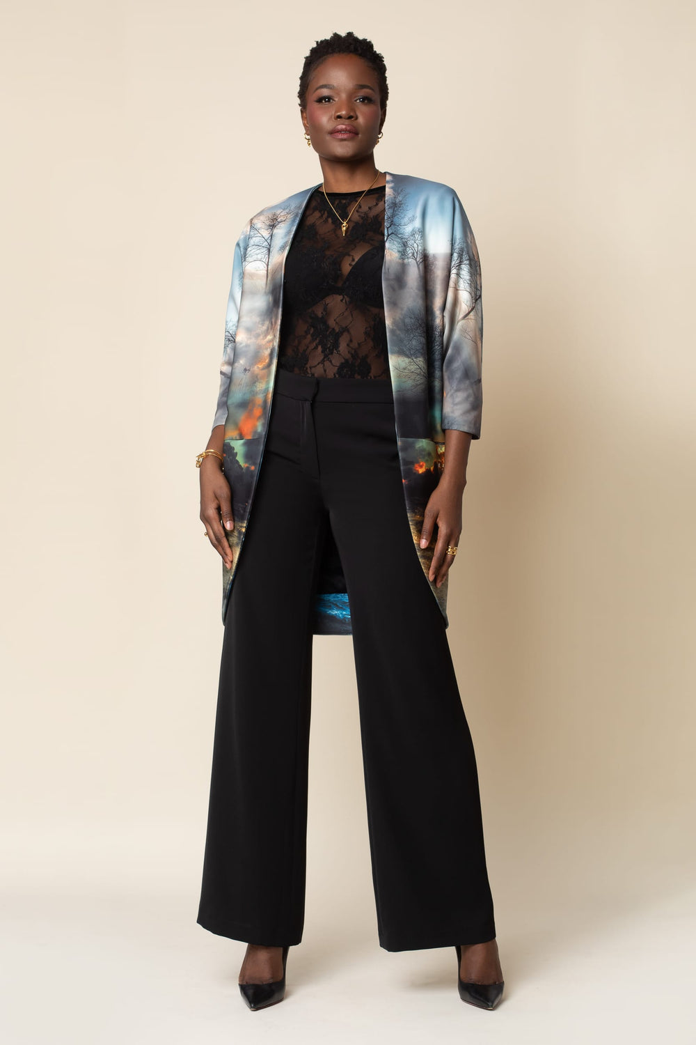 Black Wide Leg Pant - front view 4