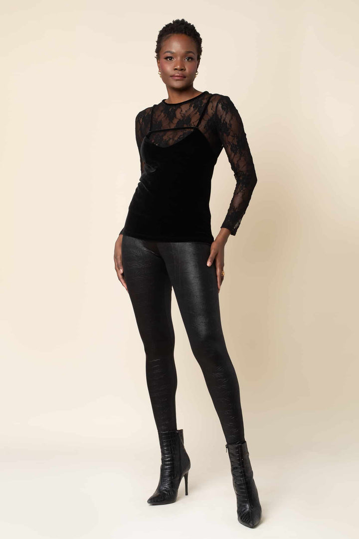 Black Nikita High Waist Snakeskin Legging - left view 2