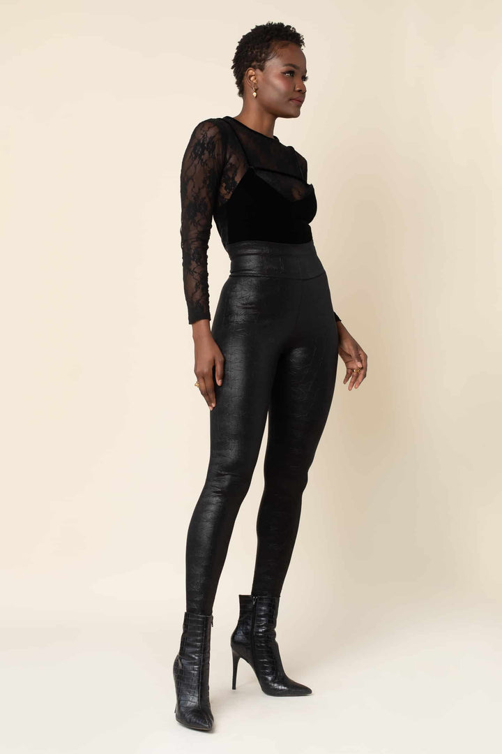 Black Nikita High Waist Snakeskin Legging - left view 4