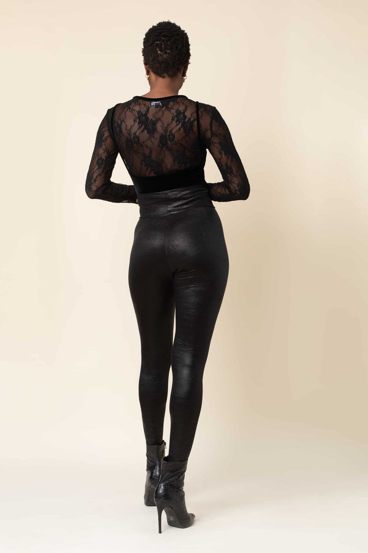 Full back View of Legging Showcasing Texture and Fine Finishing