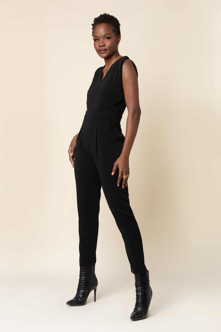 MADE TO ORDER: Origami Banded Stretch Crepe Jumpsuit - left view