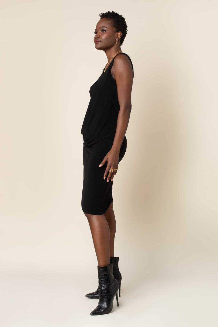 Asymmetrical Drape Front Dress - left view 2