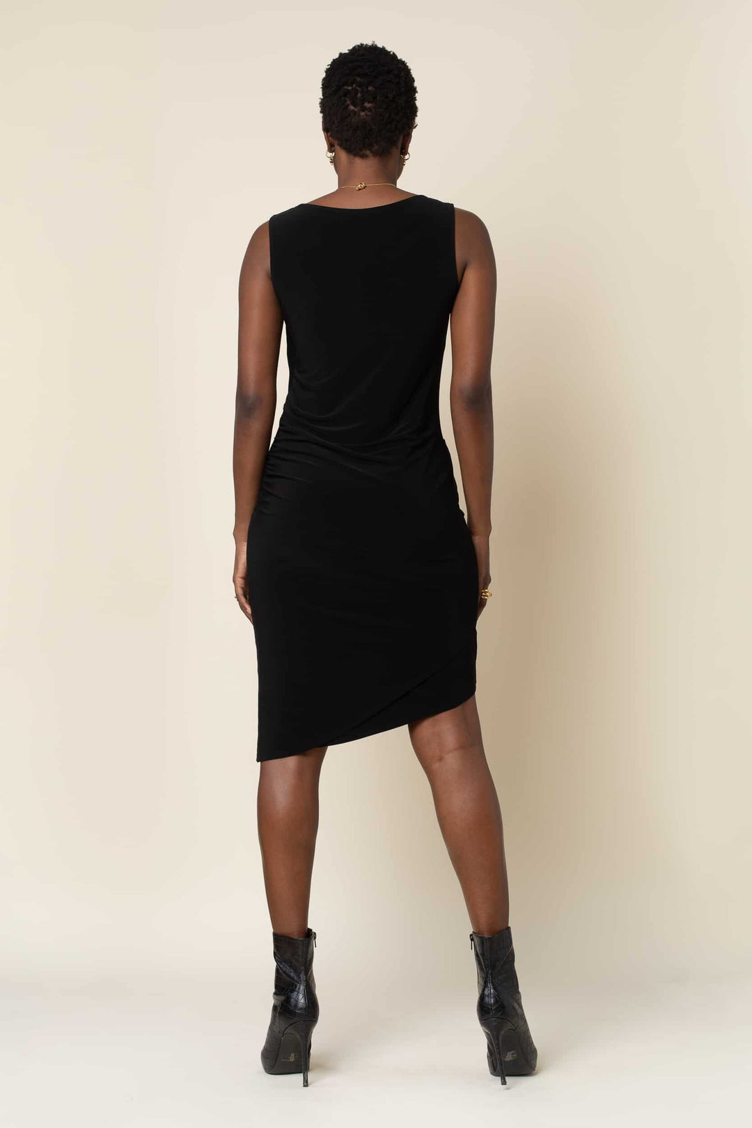 Asymmetrical Drape Front Dress - back view 2