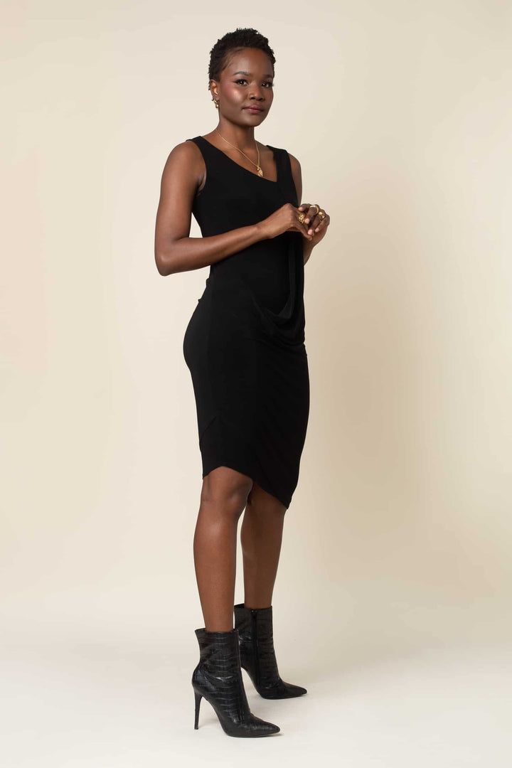 Asymmetrical Drape Front Dress - right view 