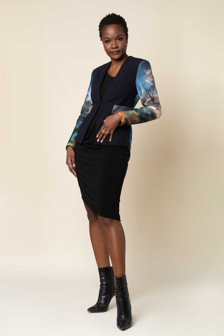 Chaos Print Neoprene Tuxedo Jacket - front view 2