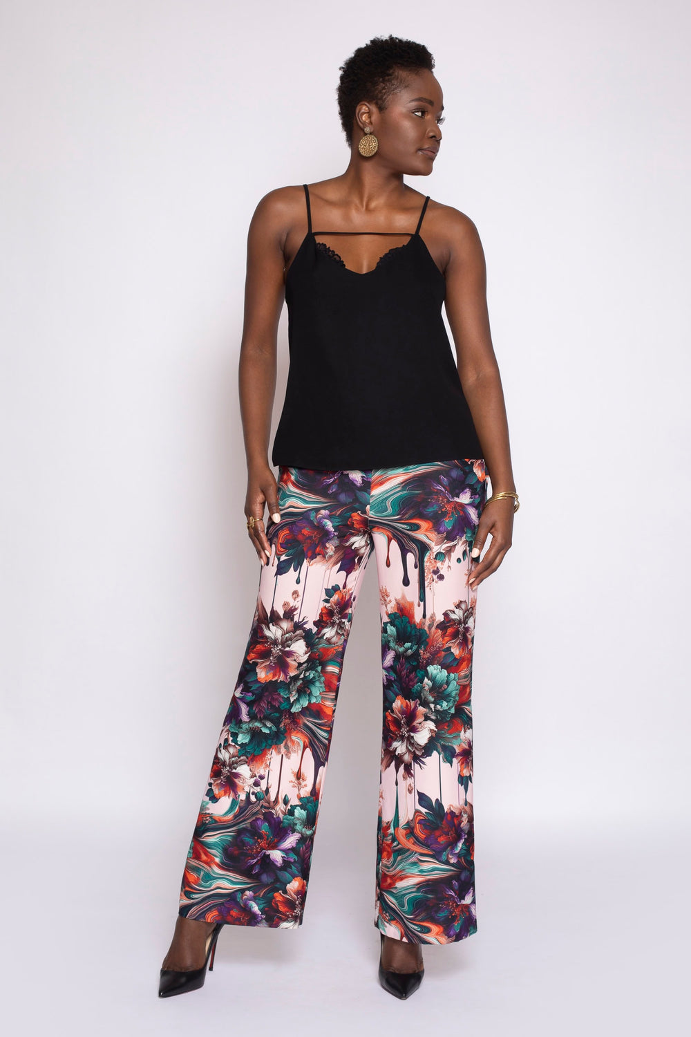 Black Nikita Stretch Crepe & Lace Tank Top - front 2