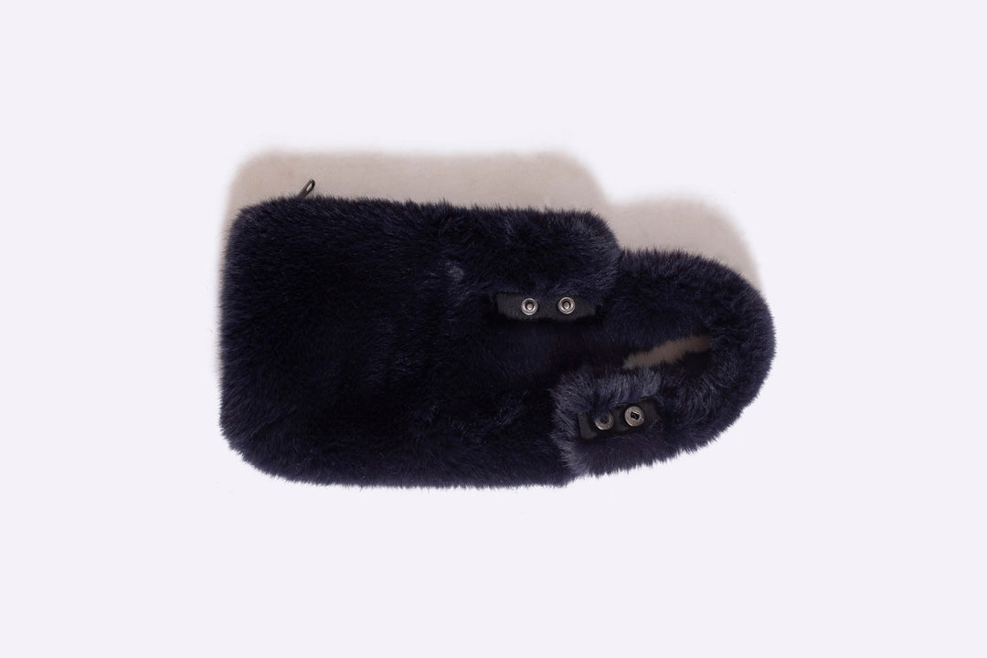 Navy Faux Fur Cropped Jacket - clutch 2