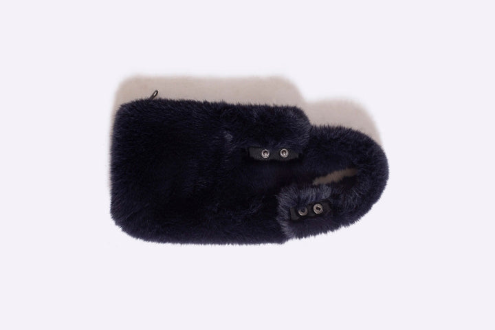Navy Faux Fur Cropped Jacket - clutch 2