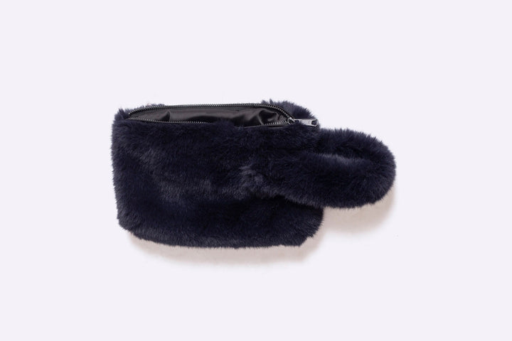 Navy Faux Fur Cropped Jacket - clutch 3