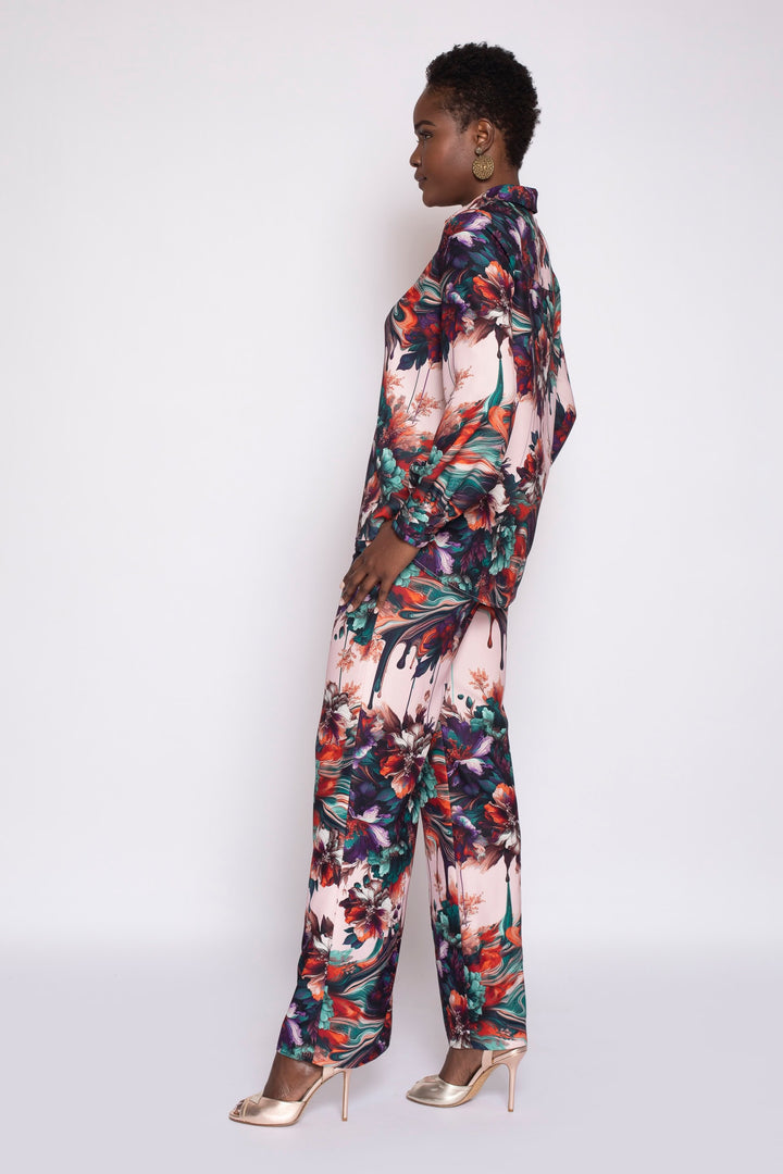 Viscera Oil Spill Print Button Up Top - side 2