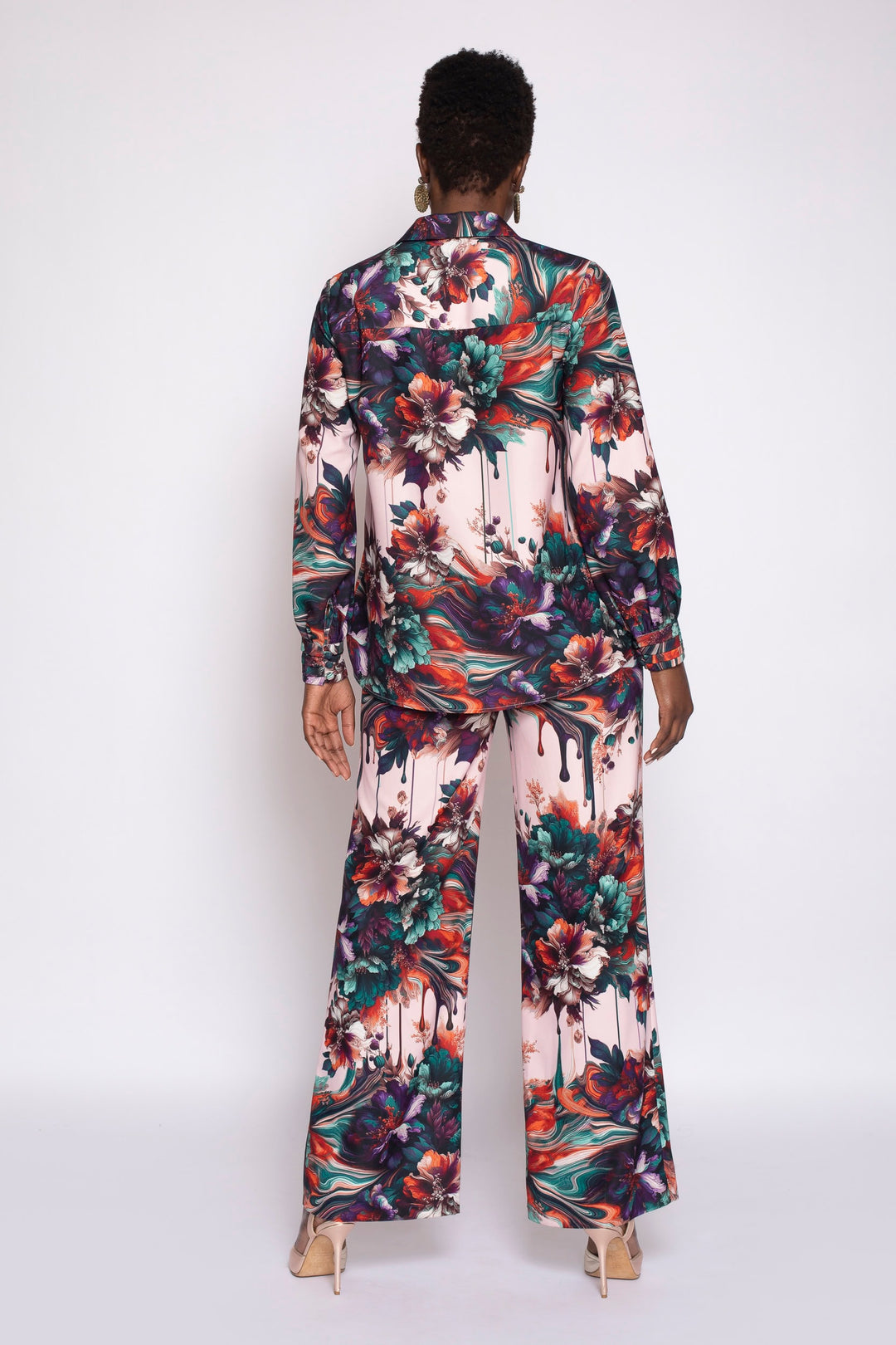 Viscera Oil Spill Print Button Up Top - back 2