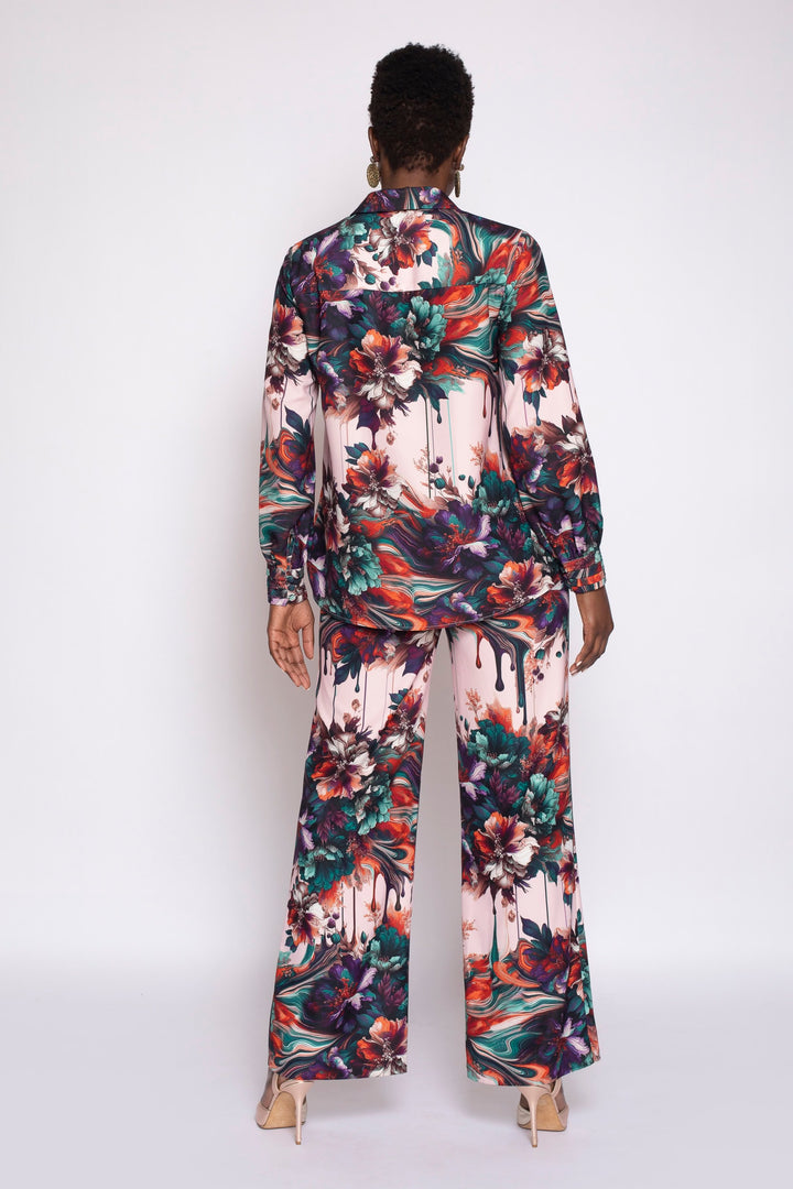 Viscera Oil Spill Print Button Up Top - back 2