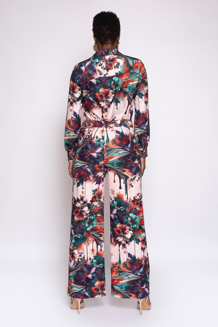 Viscera Oil Spill Print Wide Leg Tuxedo Pant - back