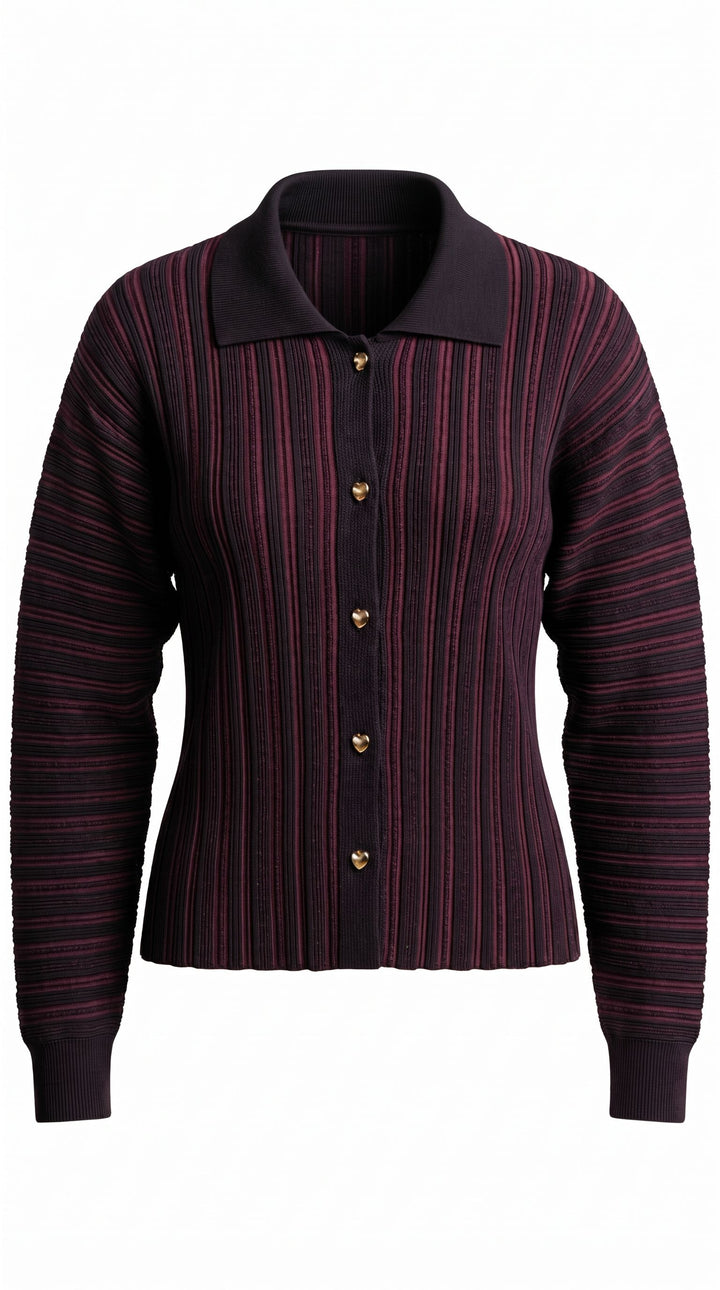PRE-ORDER: Wine &amp; Navy Stripe Rib Knit Kimono Cardigan