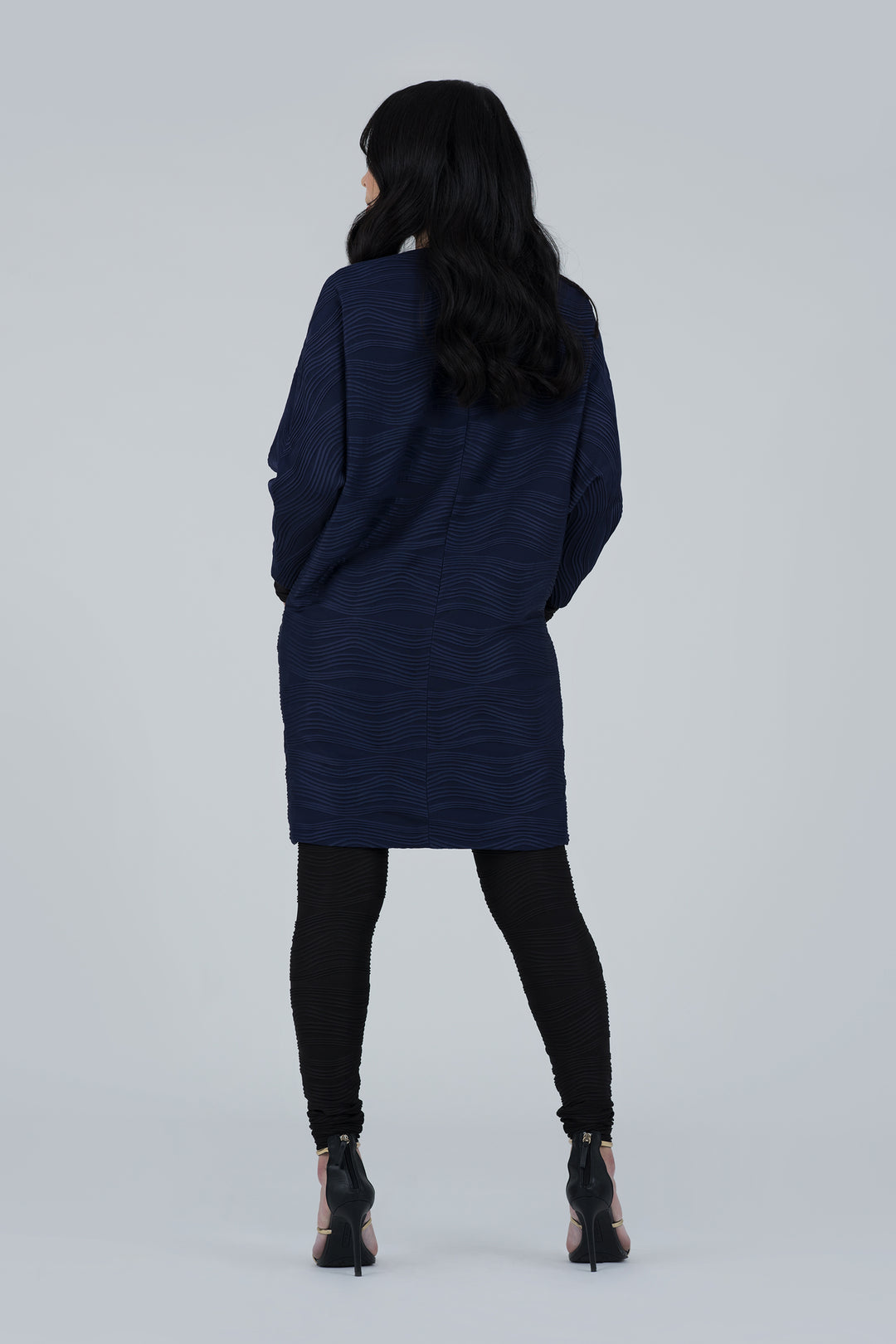 [PRE-ORDER] Black Big Pocket Conwave Knit Kimono Coat