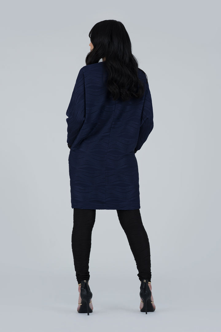 [PRE-ORDER] Black Big Pocket Conwave Knit Kimono Coat