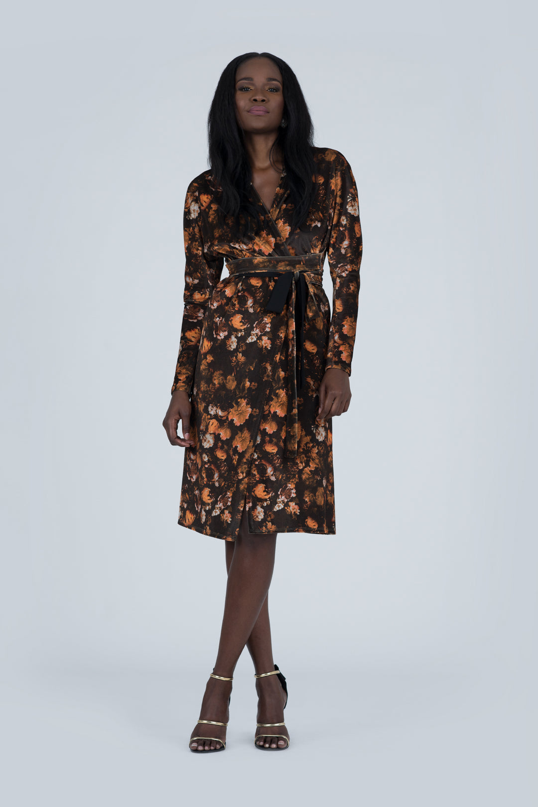 Lava Print Stretch Velvet Wrap Dress – Terese Sydonna