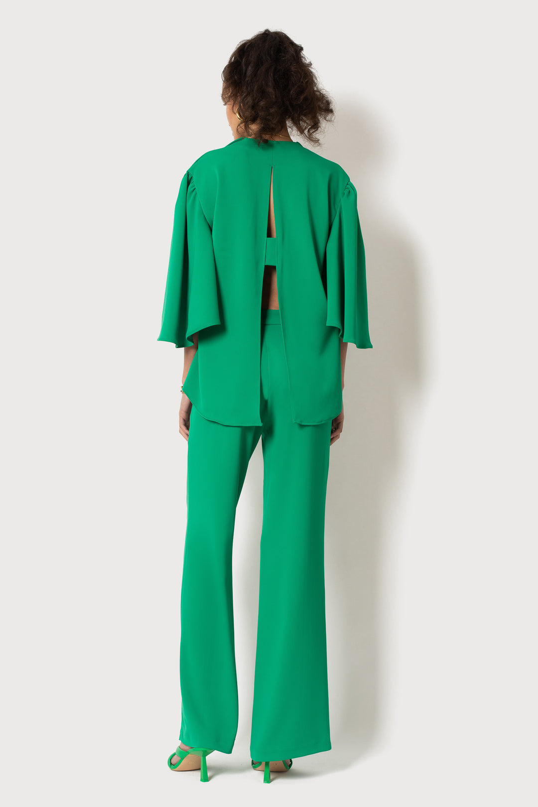 Emerald Fan Sleeve Top back view