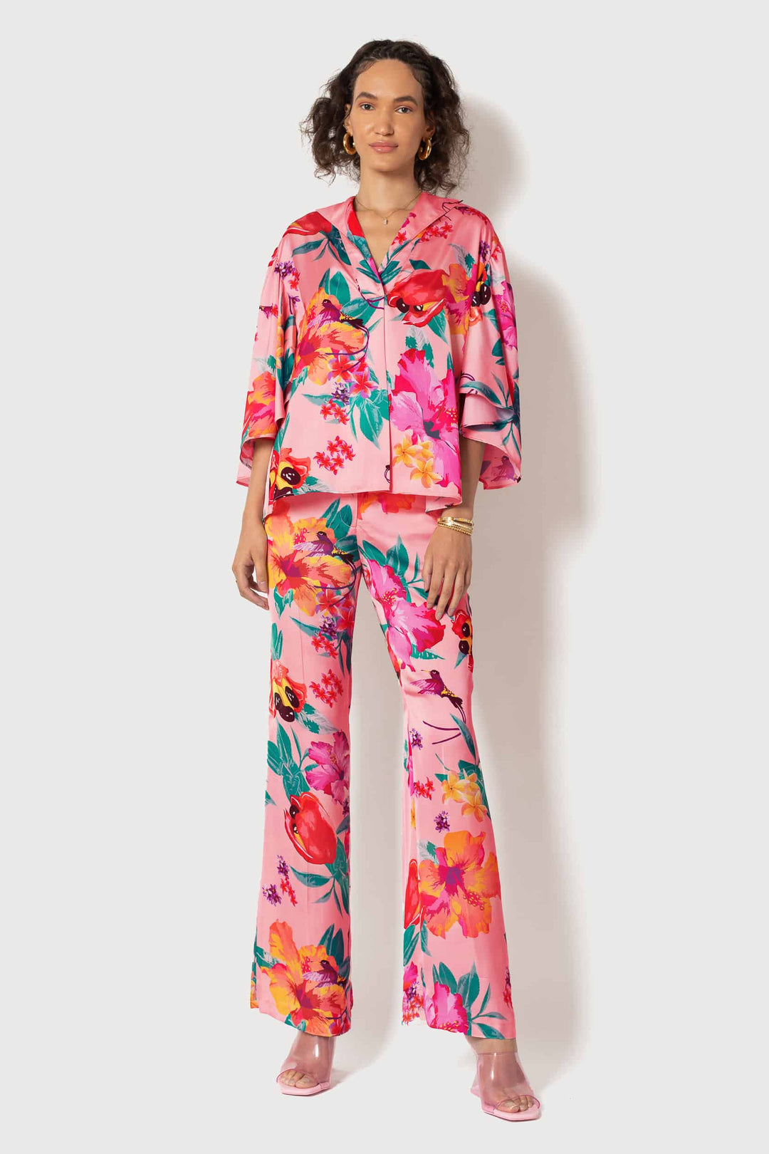 MADE TO ORDER: Ackee Print Fan Sleeve Top - front view 4