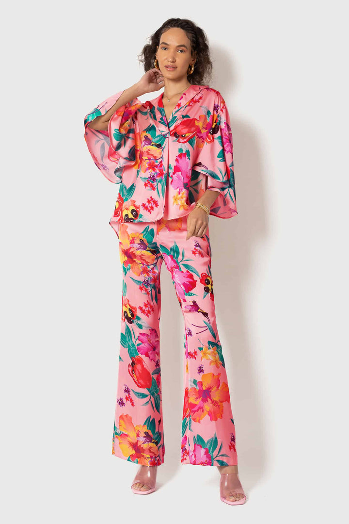 MADE TO ORDER: Ackee Print Fan Sleeve Top - front view