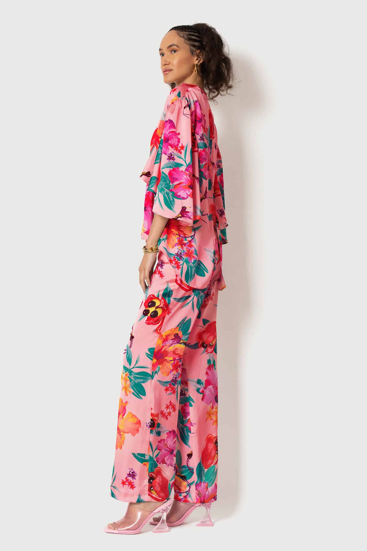 MADE TO ORDER: Ackee Print Fan Sleeve Top - left view