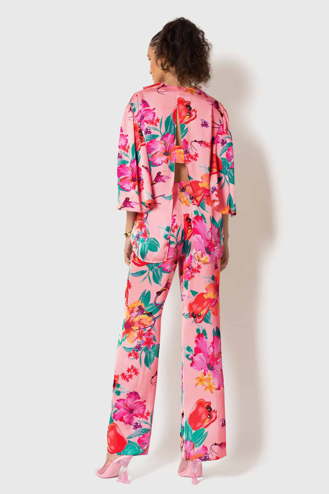 MADE TO ORDER: Ackee Print Fan Sleeve Top - back view