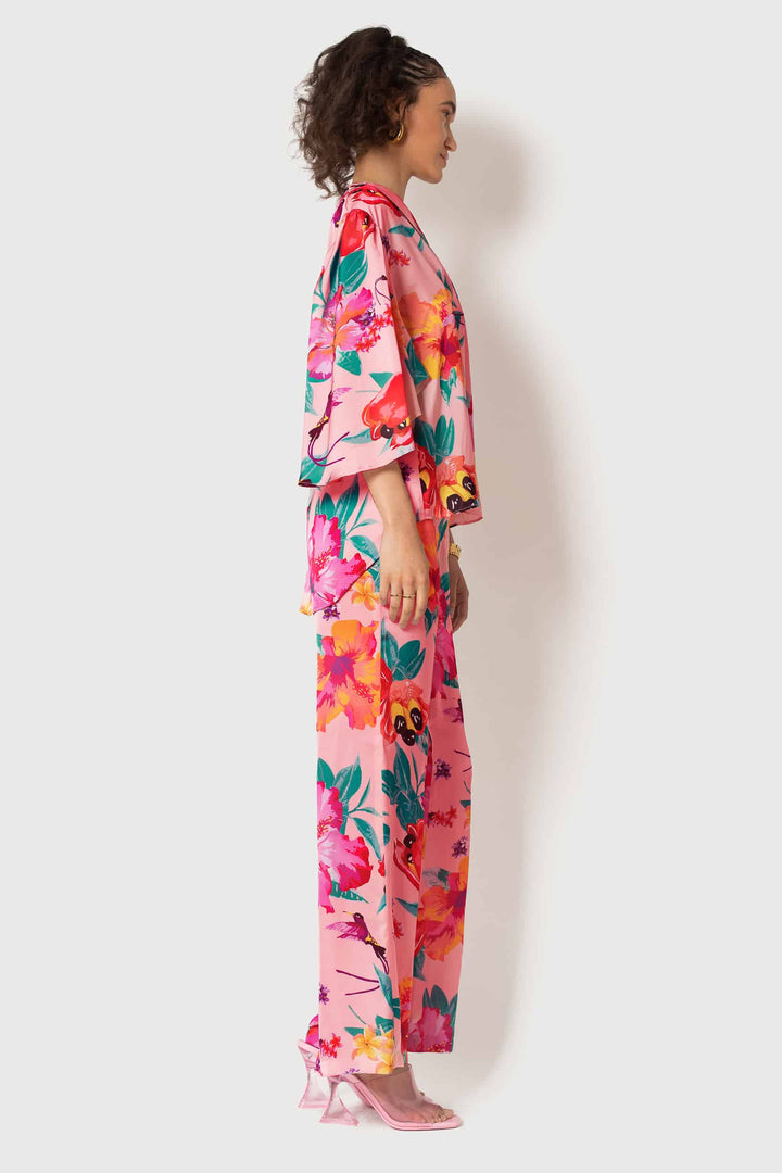 MADE TO ORDER: Ackee Print Fan Sleeve Top - right view