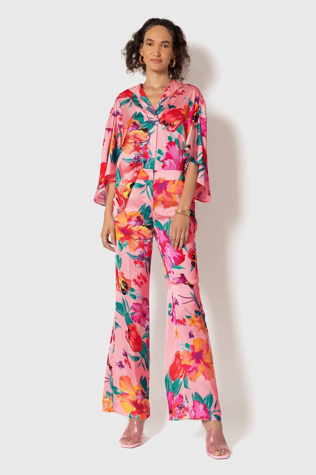 MADE TO ORDER: Ackee Print Fan Sleeve Top - front view 3