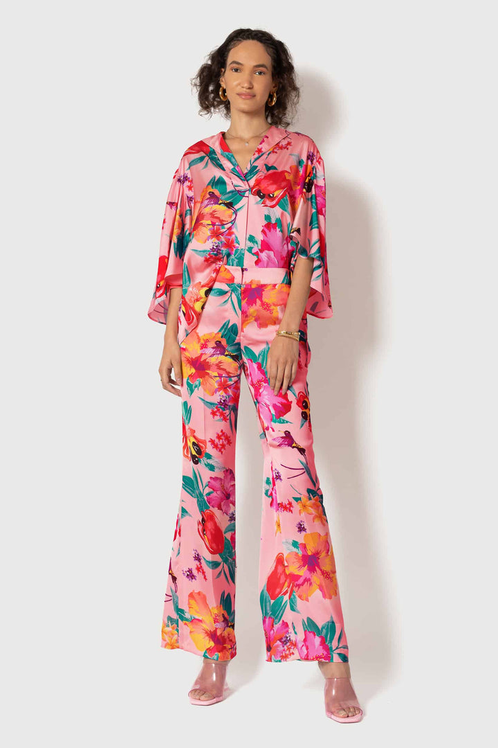 MADE TO ORDER: Ackee Print Fan Sleeve Top - front view 3