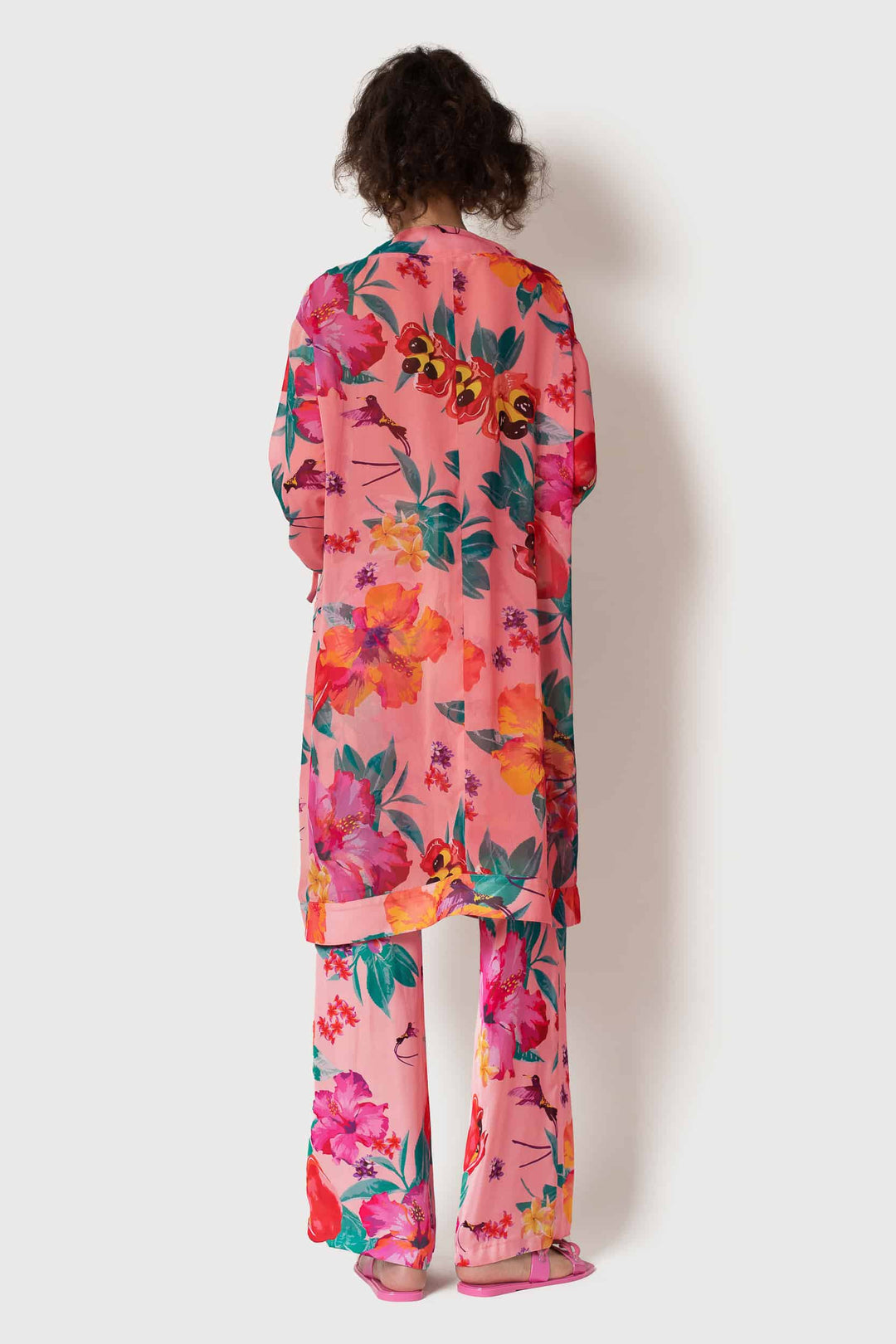Ackee Print Tie Sleeve Chiffon Painter&