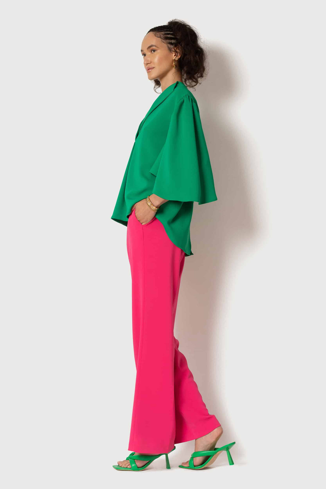 Raspberry Wide Leg Pant - right view 