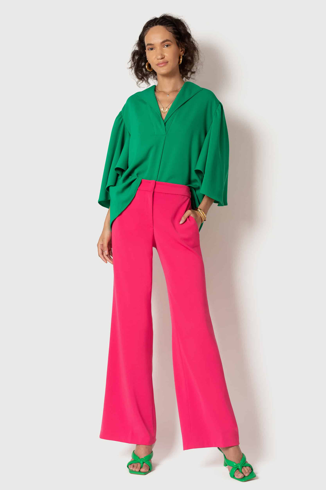 Raspberry Wide Leg Pant -  front view
