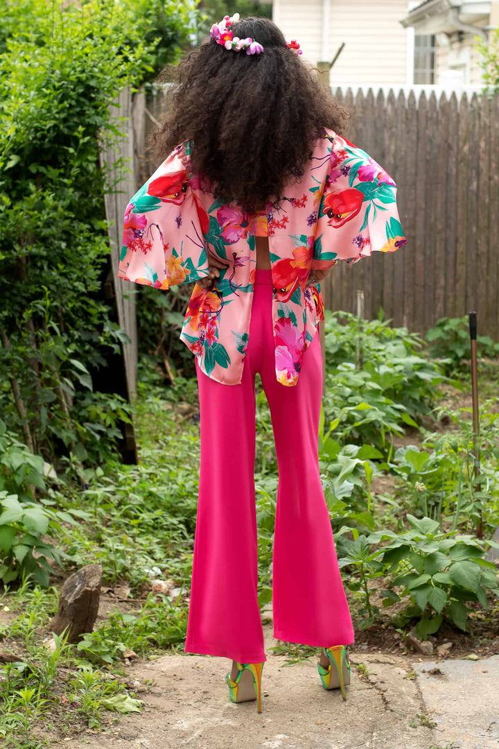 MADE TO ORDER: Ackee Print Fan Sleeve Top - back view