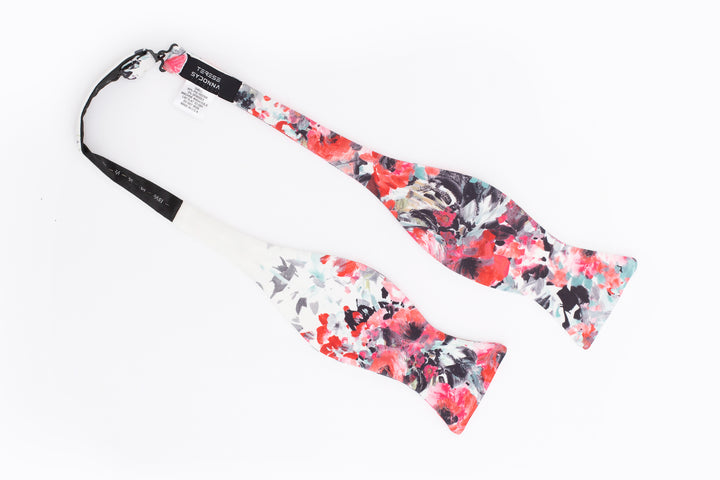 Ivory Ursula Floral Print Neoprene Bow Tie -  view 