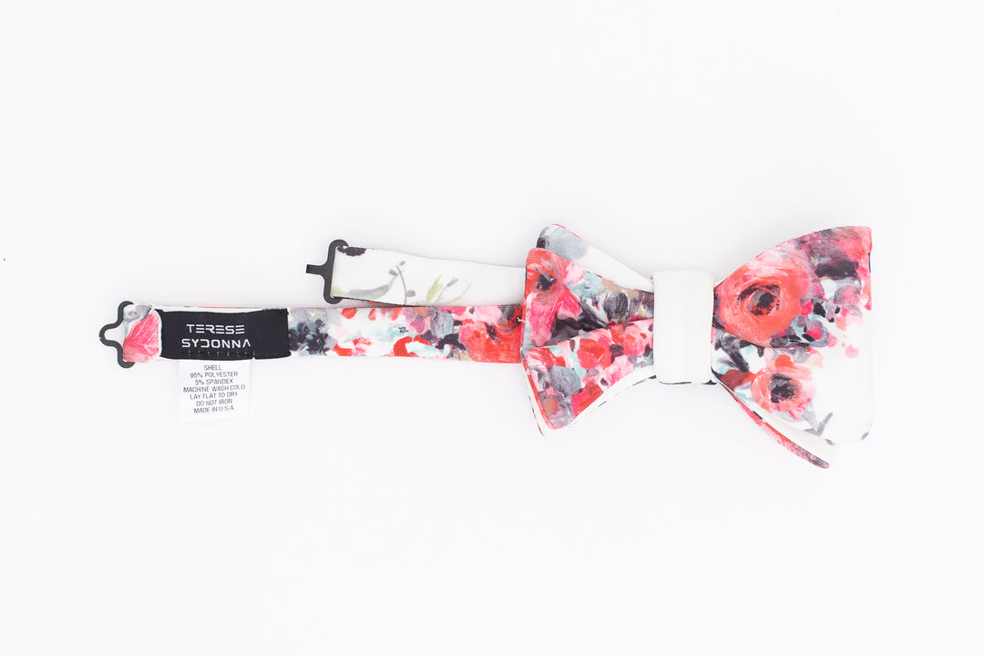 Ivory Ursula Floral Print Neoprene Bow Tie -  view 3