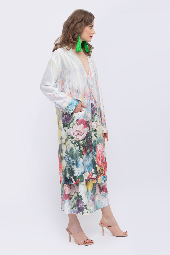 Magnolia Floral Print Paperbag Waist Pant - left view