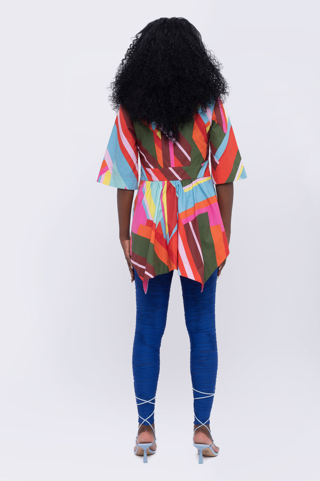 Paradise Geometric Print Handkerchief Hem Top - back view 2