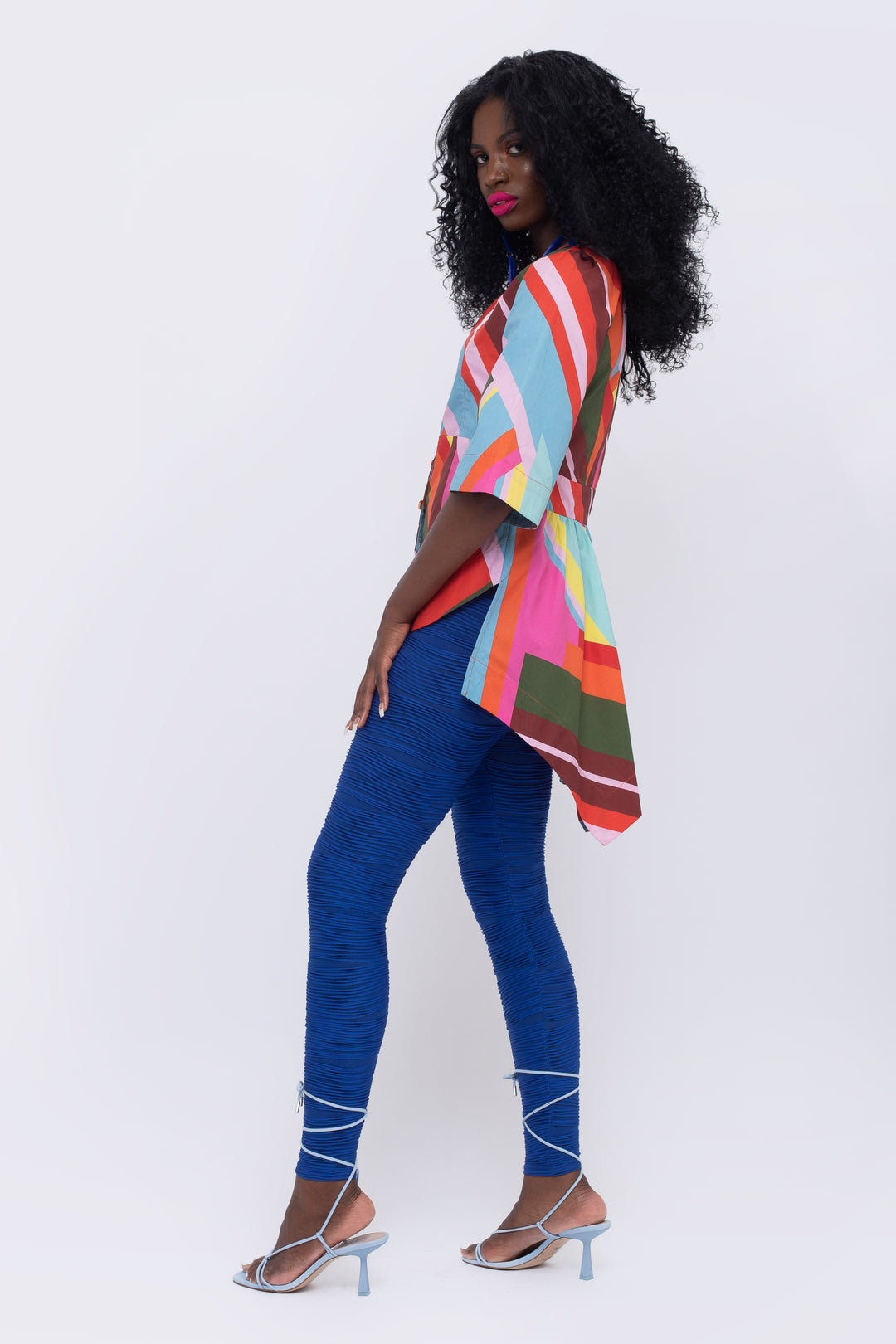 Paradise Geometric Print Handkerchief Hem Top - left view